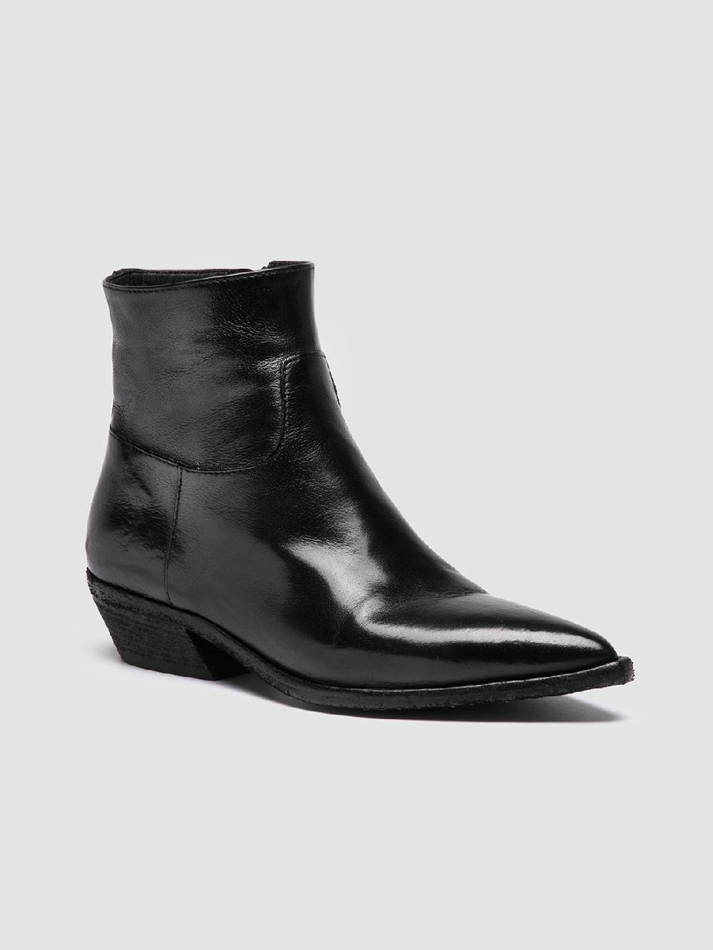 Officine Creative NOELIE DD 102 Stivali con Zip in Pelle Nera Pezzi Unici