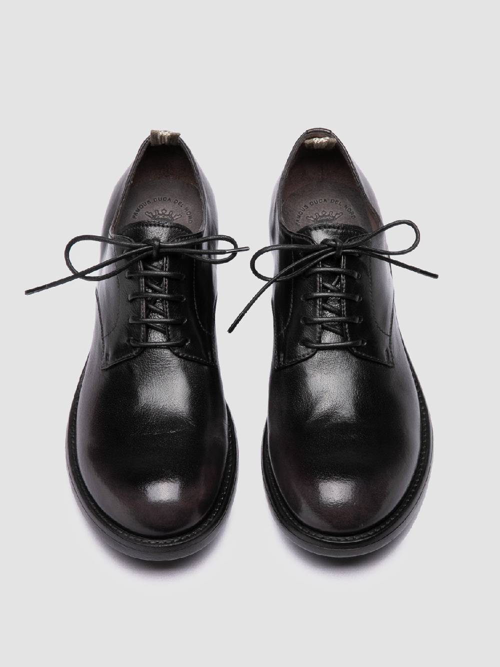 Officine Creative SERGEANT 101 Derby in Pelle Nera Negozi Online