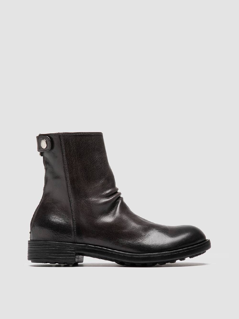 Officine Creative SERGEANT 104 Stivali con Zip in Pelle Grigia Fino Al -60%
