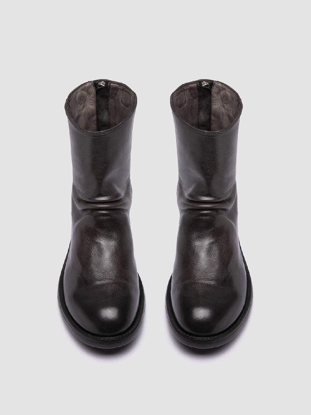 Officine Creative SERGEANT 104 Stivali con Zip in Pelle Grigia Fino Al -60%