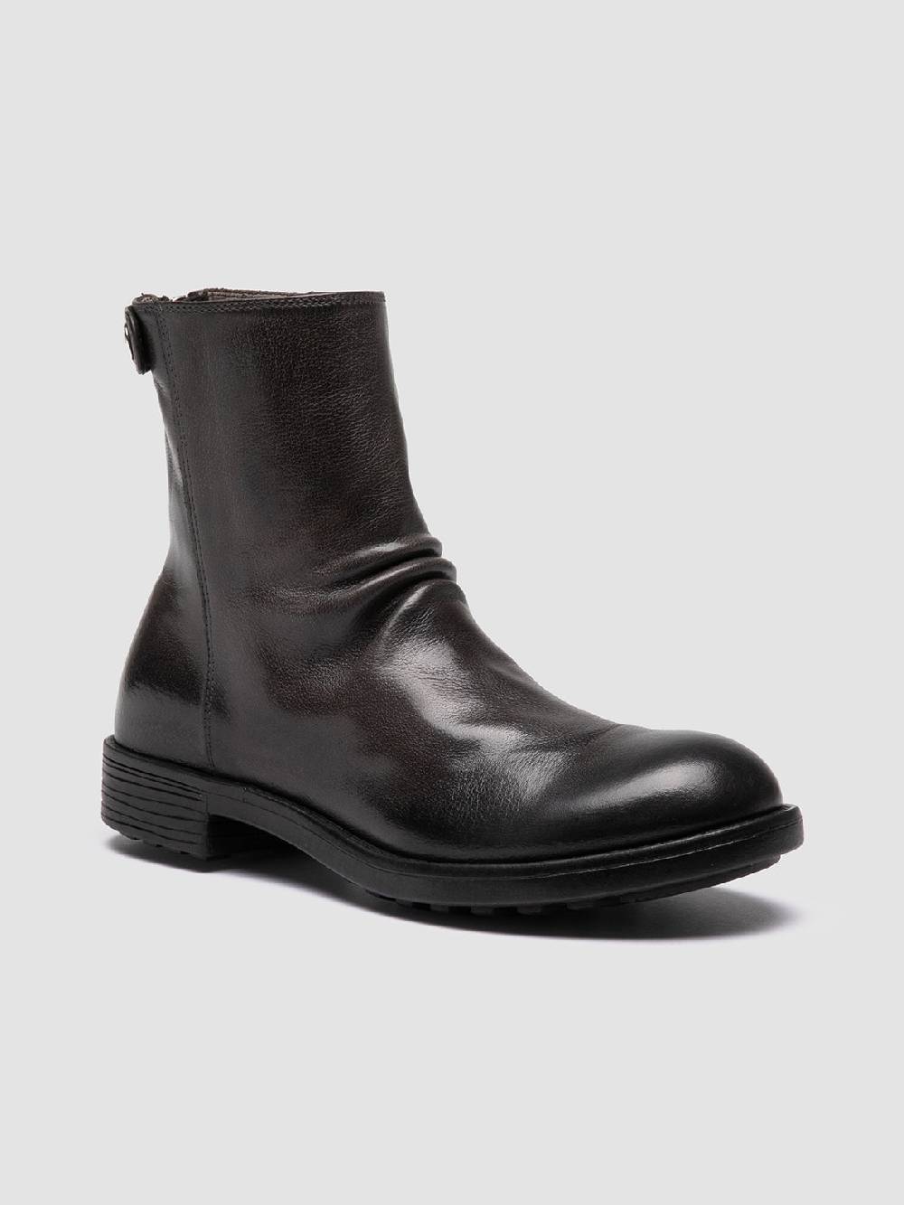 Officine Creative SERGEANT 104 Stivali con Zip in Pelle Grigia Fino Al -60%