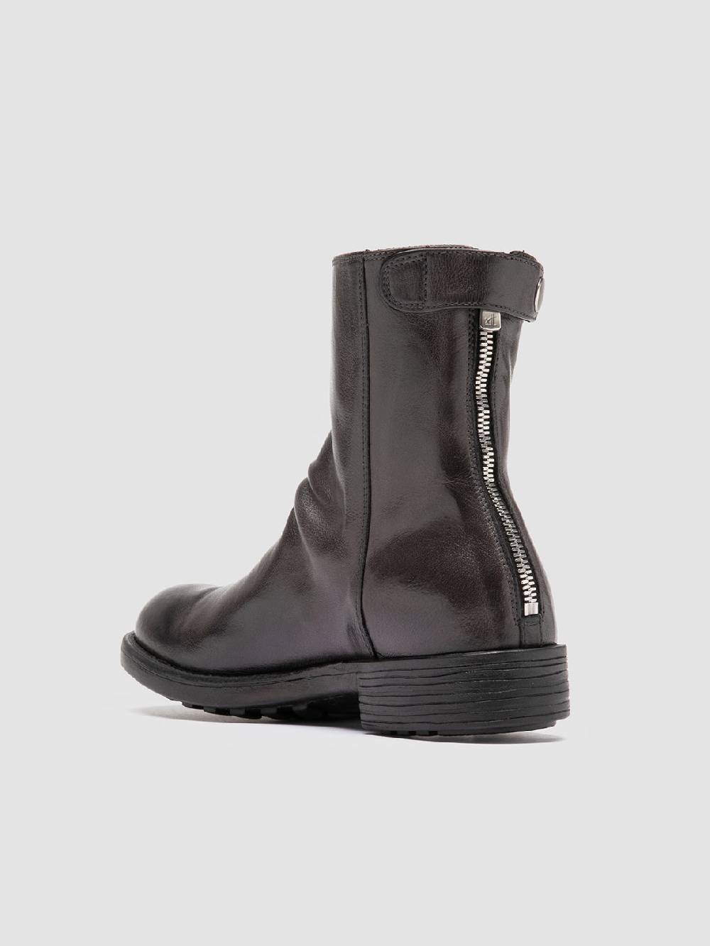 Officine Creative SERGEANT 104 Stivali con Zip in Pelle Grigia Fino Al -60%