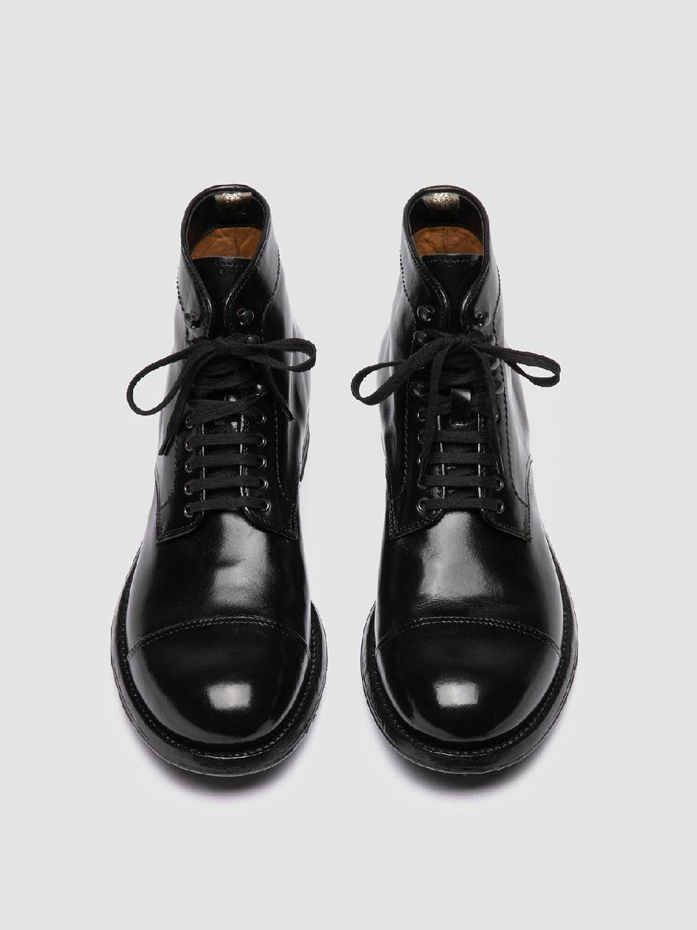 Officine Creative ADMIRAL 005 Stivali Stringati in Pelle Nera Economico