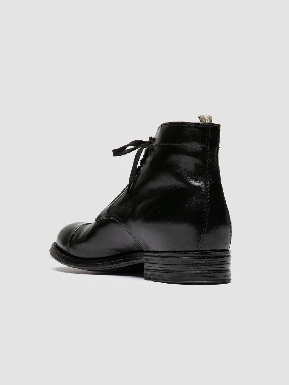 Officine Creative ADMIRAL 005 Stivali Stringati in Pelle Nera Economico