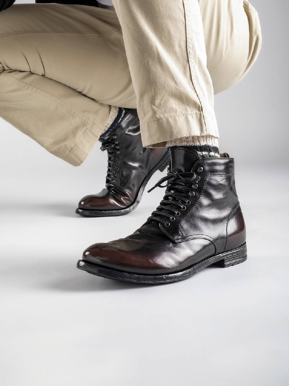 Officine Creative ANATOMIA 013 Stivaletti in Pelle Nera Saldi
