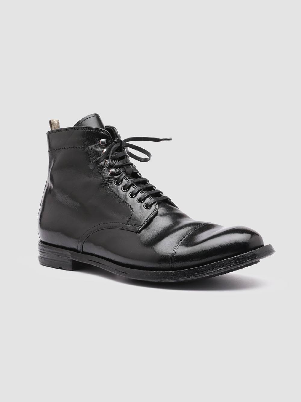 Officine Creative ANATOMIA 016 Stivaletti in Pelle Nera Saldi Di Fabbrica