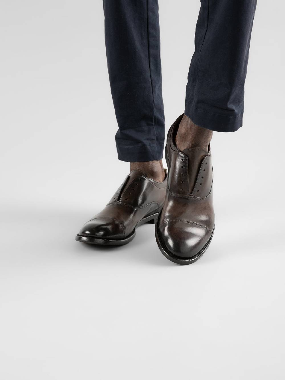 Officine Creative ANATOMIA 08 Oxford in Pelle Marrone Moda