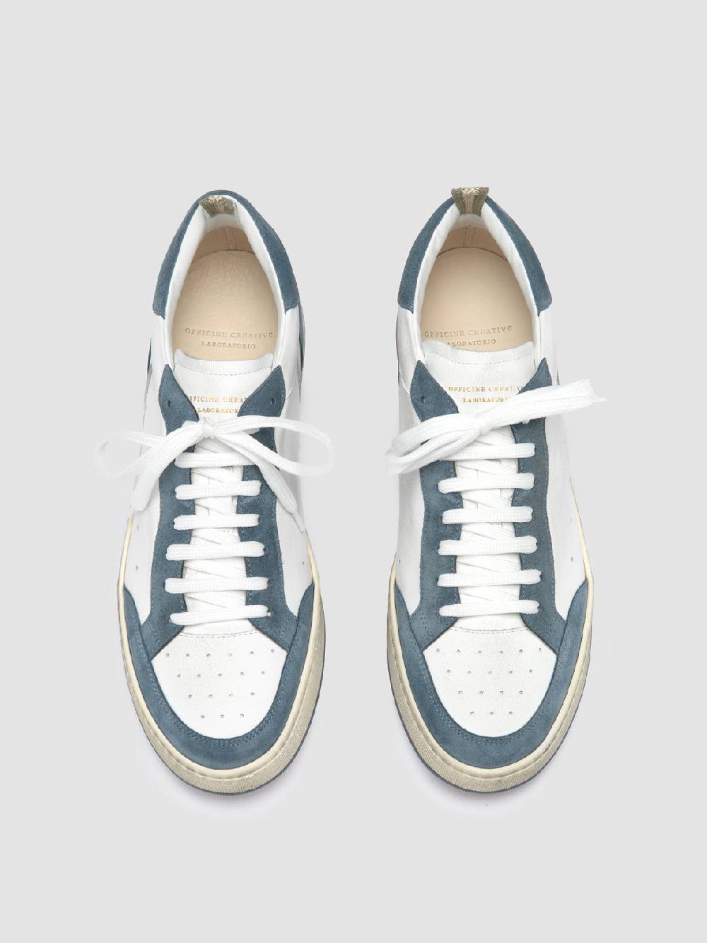 Officine Creative MAGIC 001 Sneakers Basse in Pelle e Camoscio Bianca Latest stili