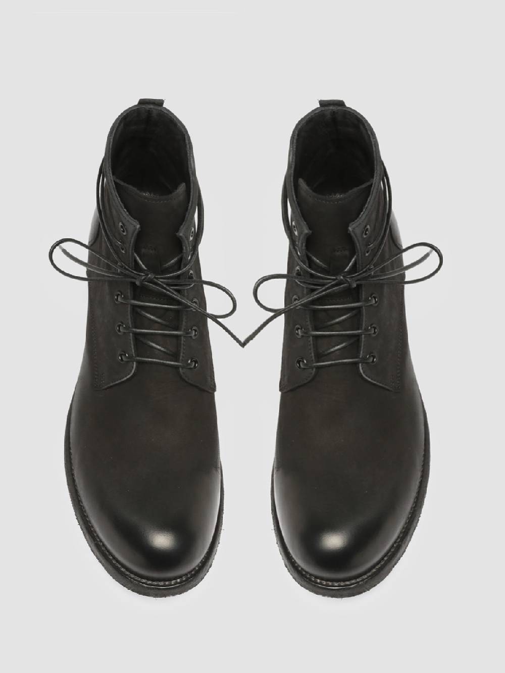 Officine Creative BUBBLE 003 Stivali in Pelle Nera con allacciatura Offerta speciale della fabbrica