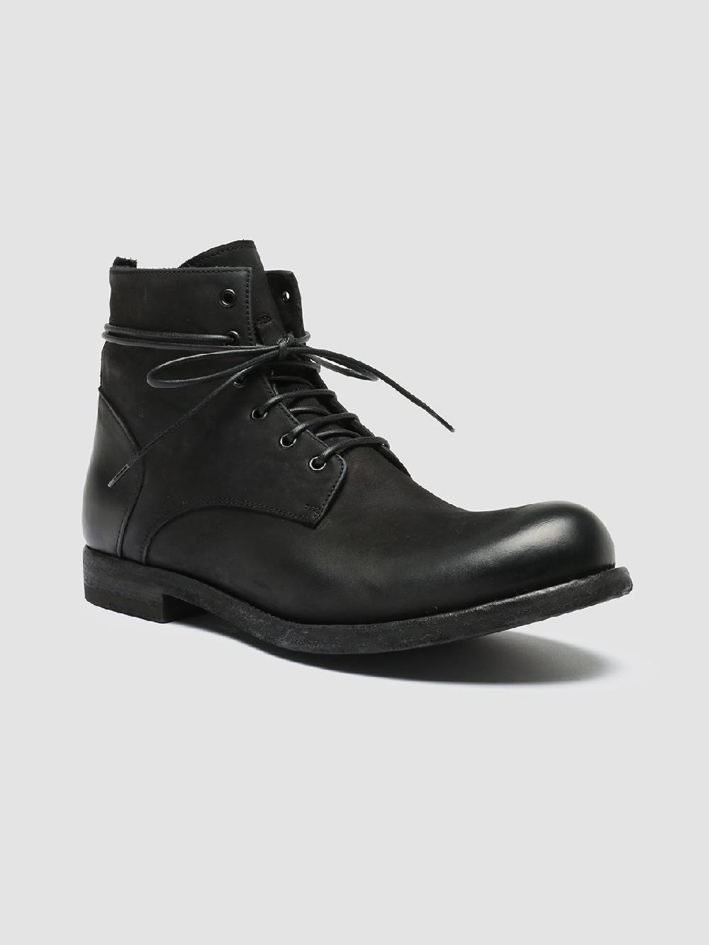 Officine Creative BUBBLE 003 Stivali in Pelle Nera con allacciatura Offerta speciale della fabbrica