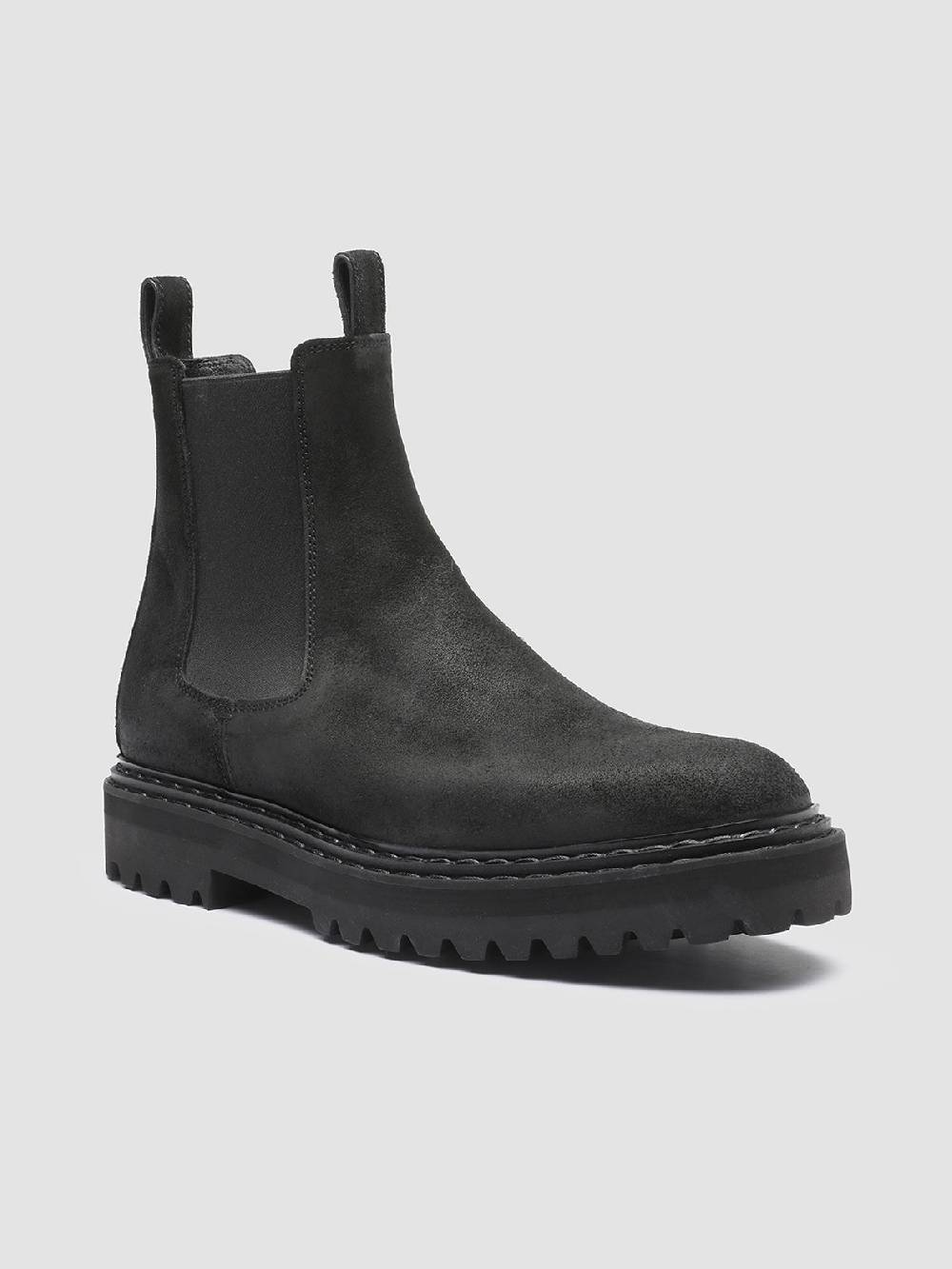 Officine Creative PISTOLS 003 Stivaletti Chelsea in Pelle Scamosciata Nera 50% di sconto con spedizione gratuita
