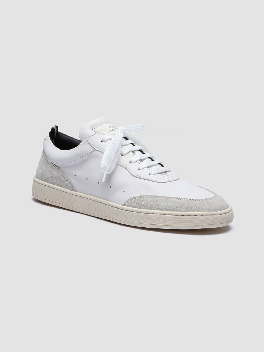 Officine Creative KRIS LUX 001 Sneakers in Pelle Liscia e Scamosciata Bianca Saldi Di Fabbrica