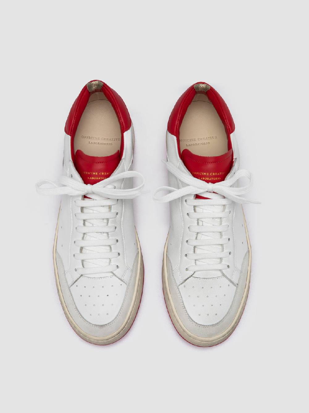 Officine Creative MAGIC 008 Sneakers Basse in Pelle e Camoscio Bianca Nuova