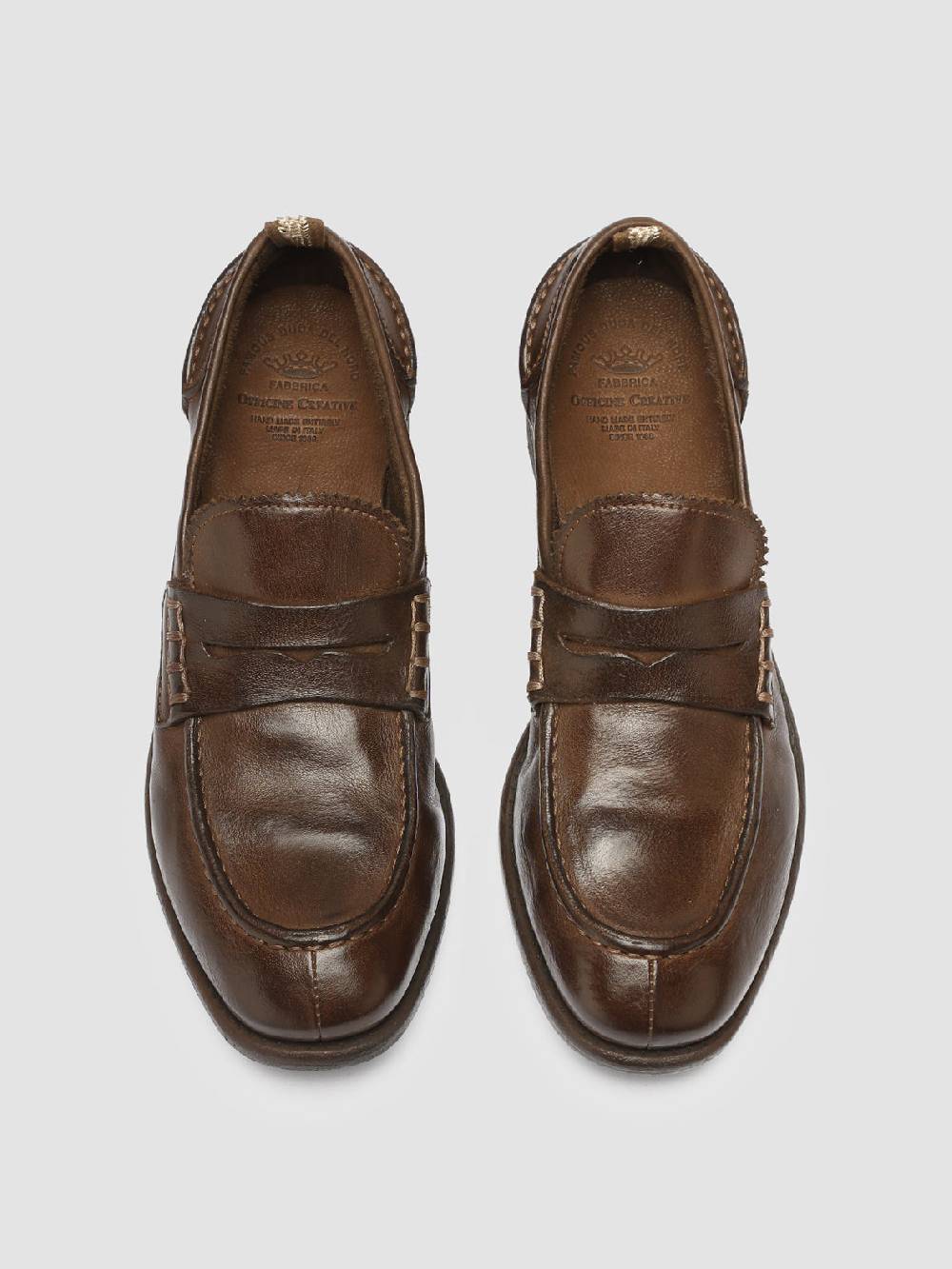 Officine Creative CALIXTE 042 Mocassini Penny in Pelle Marrone Offerta speciale