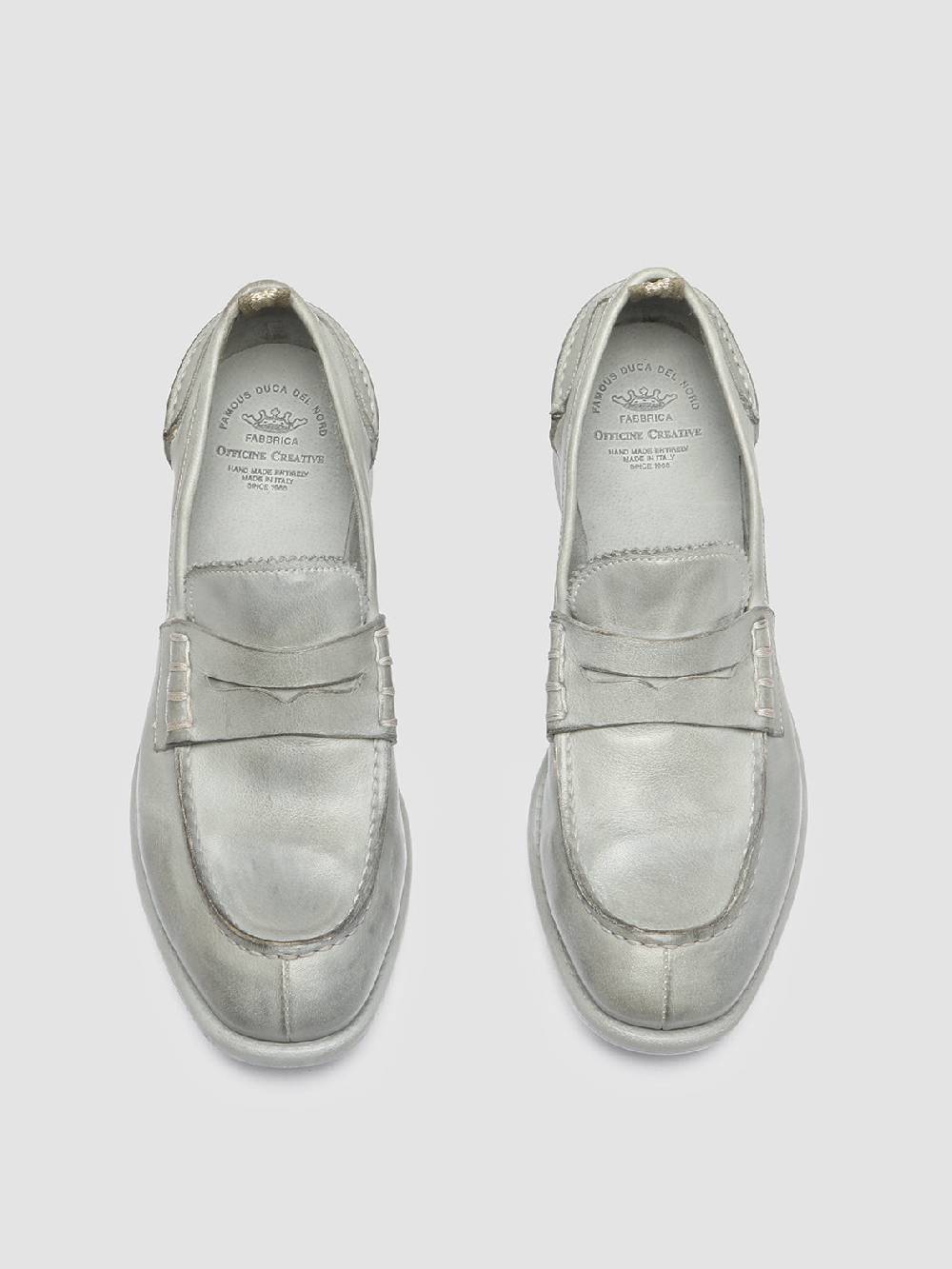 Officine Creative CALIXTE 042 Mocassini Penny in Pelle Grigia Comprare a buon mercato