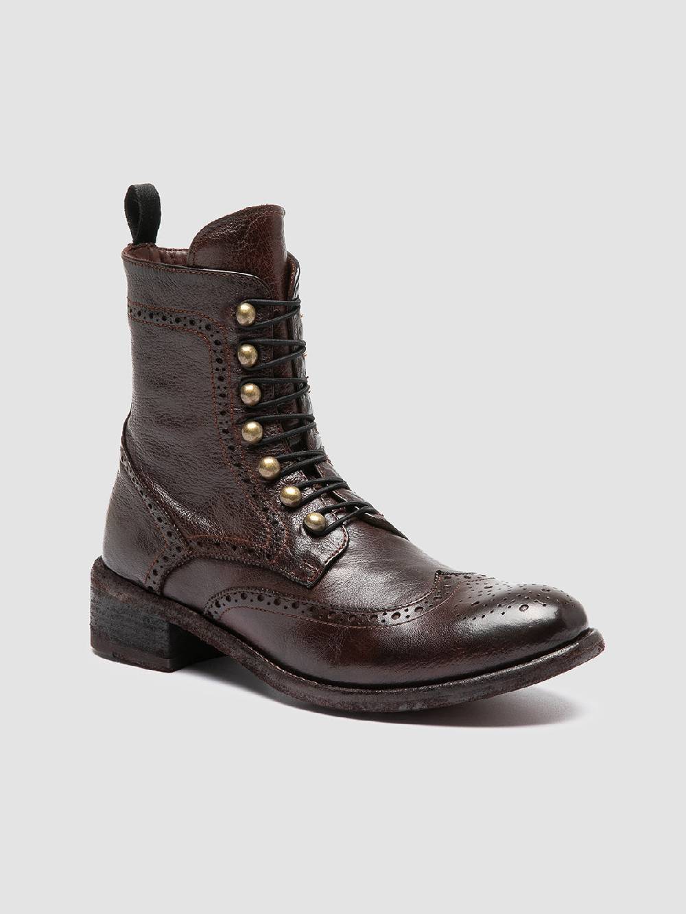 Officine Creative LISON 058 Stivali con Zip in Pelle Marrone Fino al 50% di sconto