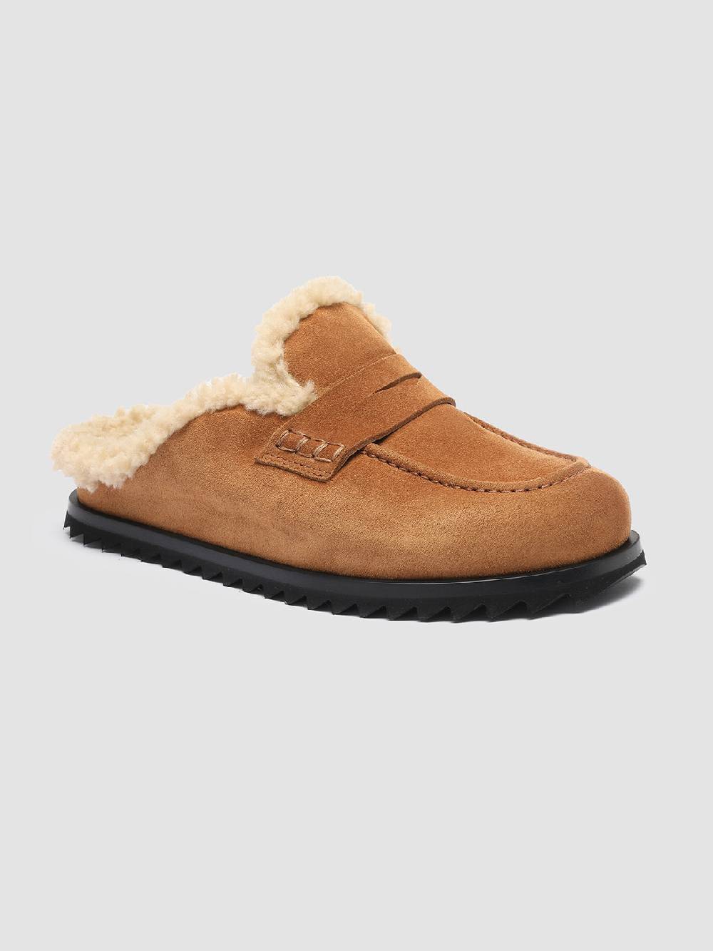 Officine Creative PELAGIE D’HIVER 007 Sabot in Pelle Scamosciata Marrone e montone Offerta speciale della fabbrica