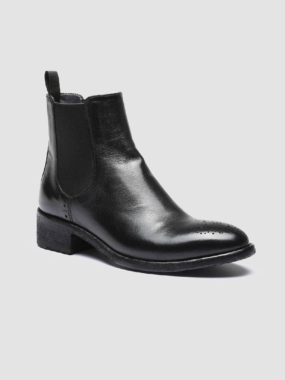 Officine Creative SELINE 002 Stivaletti Chelsea in Pelle Nera Sostegno trimestrale