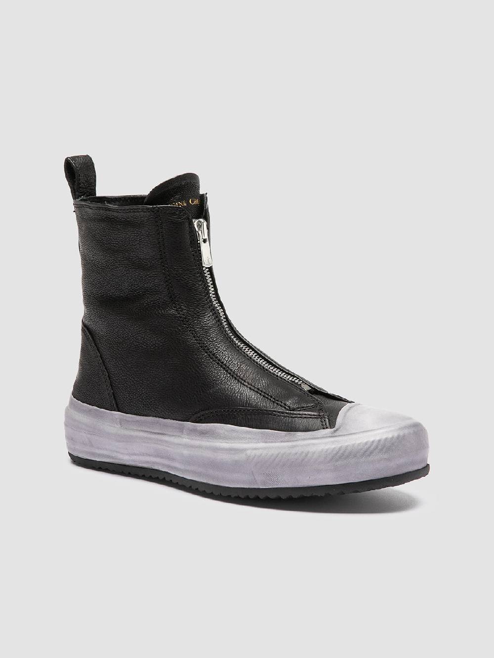 Officine Creative MES 109 Sneaker Alte in Pelle Nera Italia