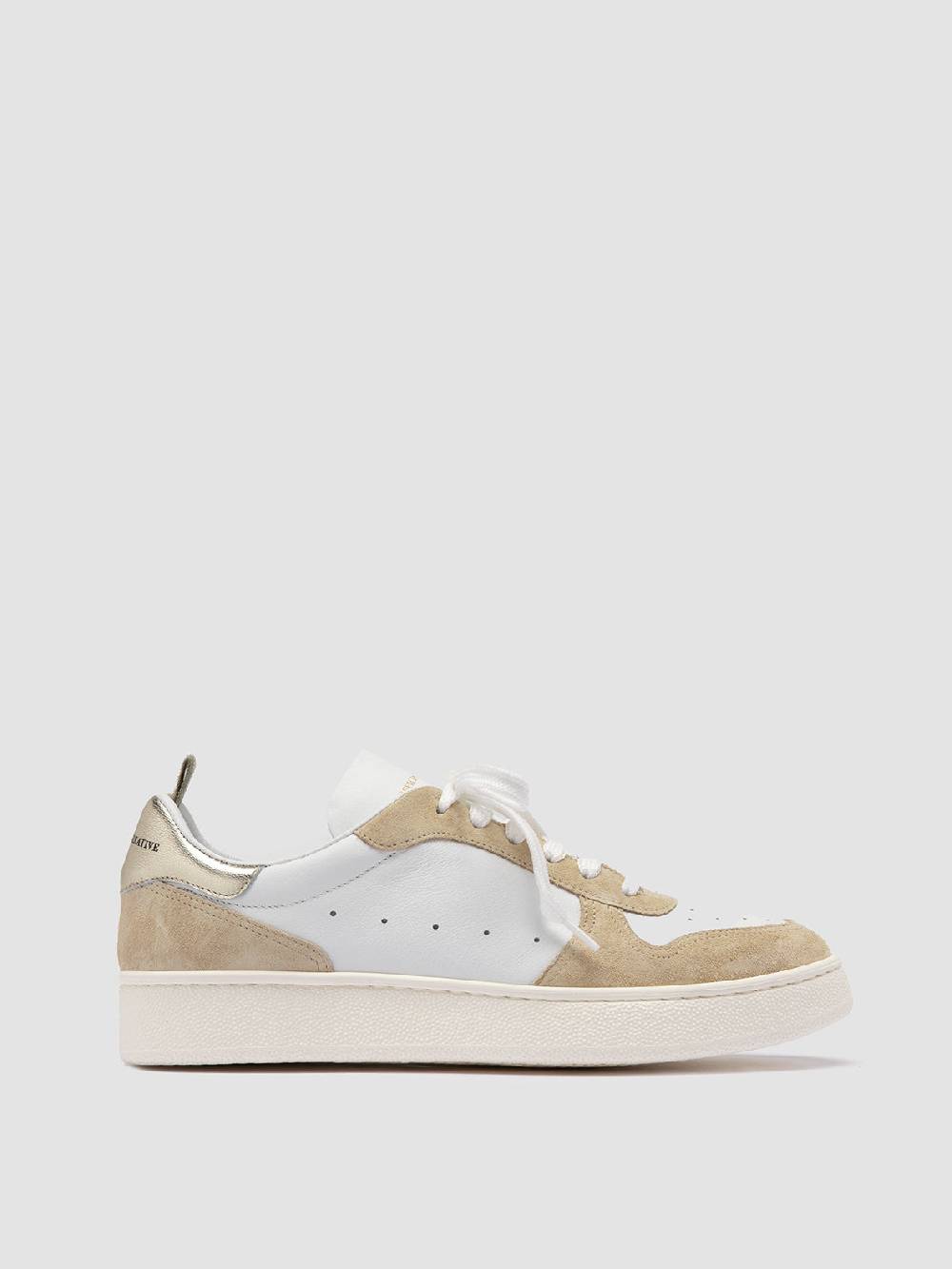 Officine Creative MOWER 110 Sneakers Basse in Pelle e Camoscio Bianca Vendita