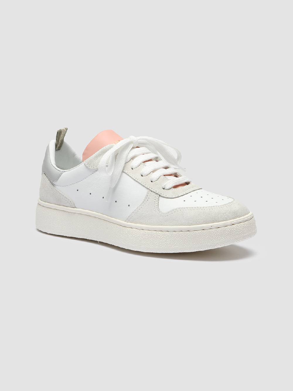Officine Creative MOWER 110 Sneakers in Pelle Liscia e Scamosciata Bianca Promozione