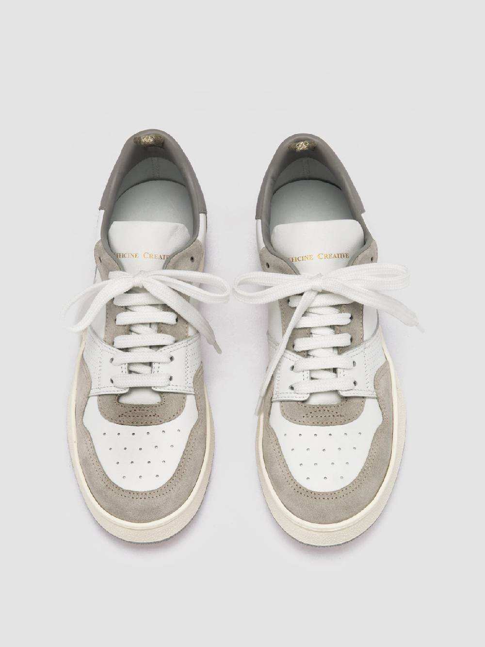 Officine Creative MOWER 120 Sneakers Basse in Pelle e Camoscio Bianca Soddisfazione Garantita