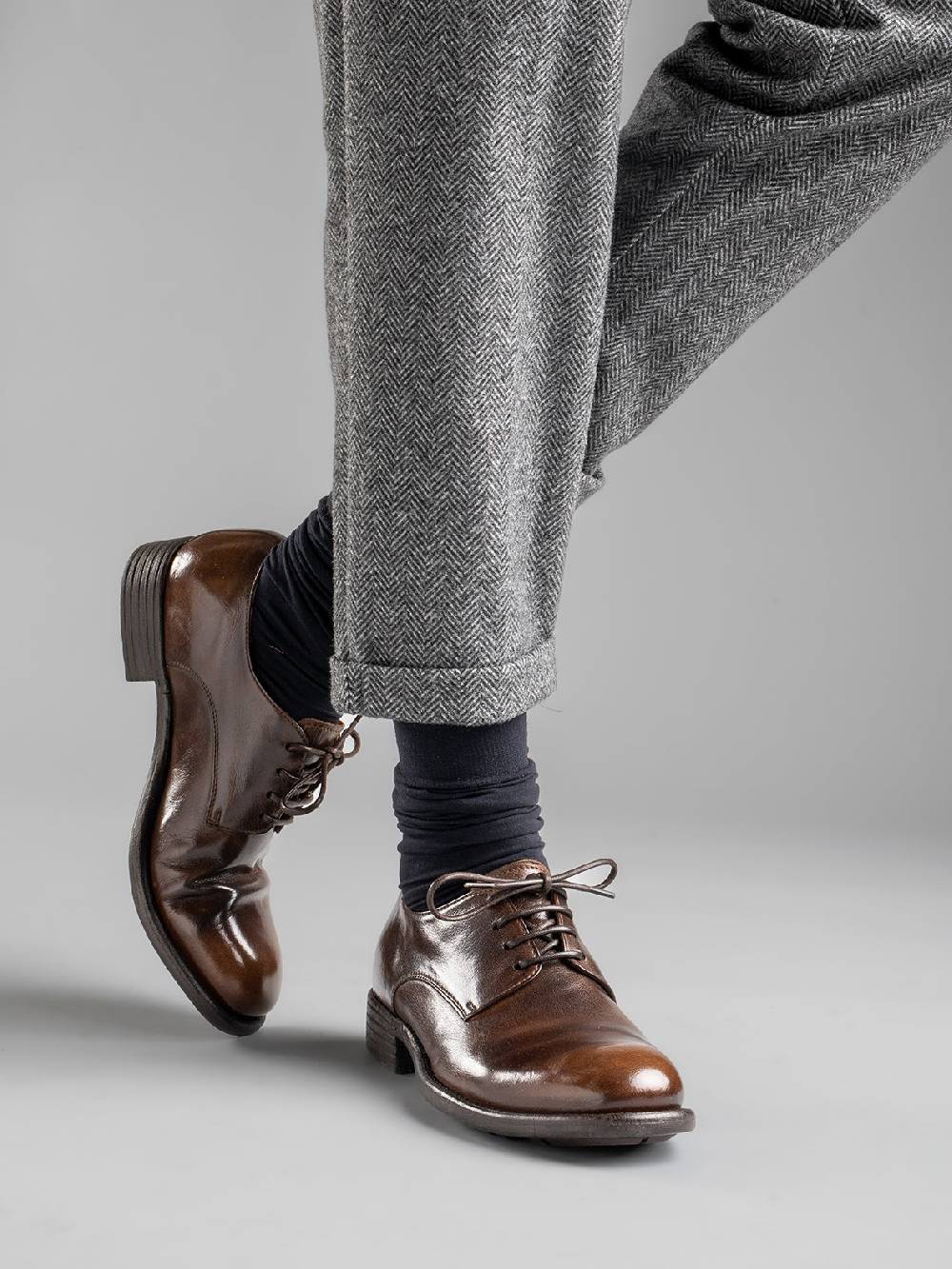 Officine Creative CALIXTE 001 Derby in Pelle Marrone Presa