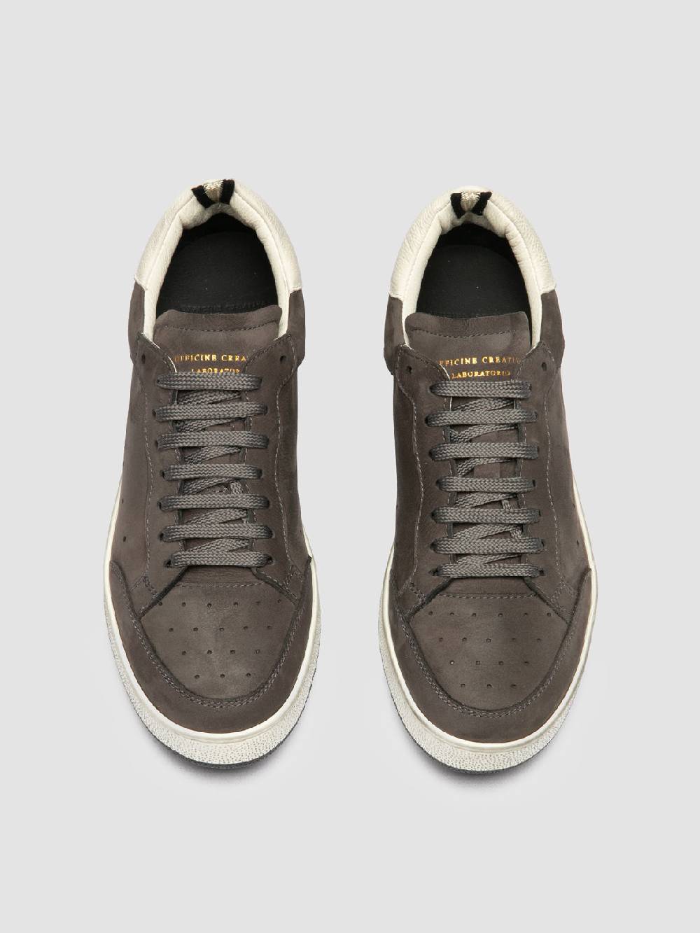 Officine Creative THE ANSWER 102 Sneaker Basse in Nabuk Grigio Saldi Di Fabbrica