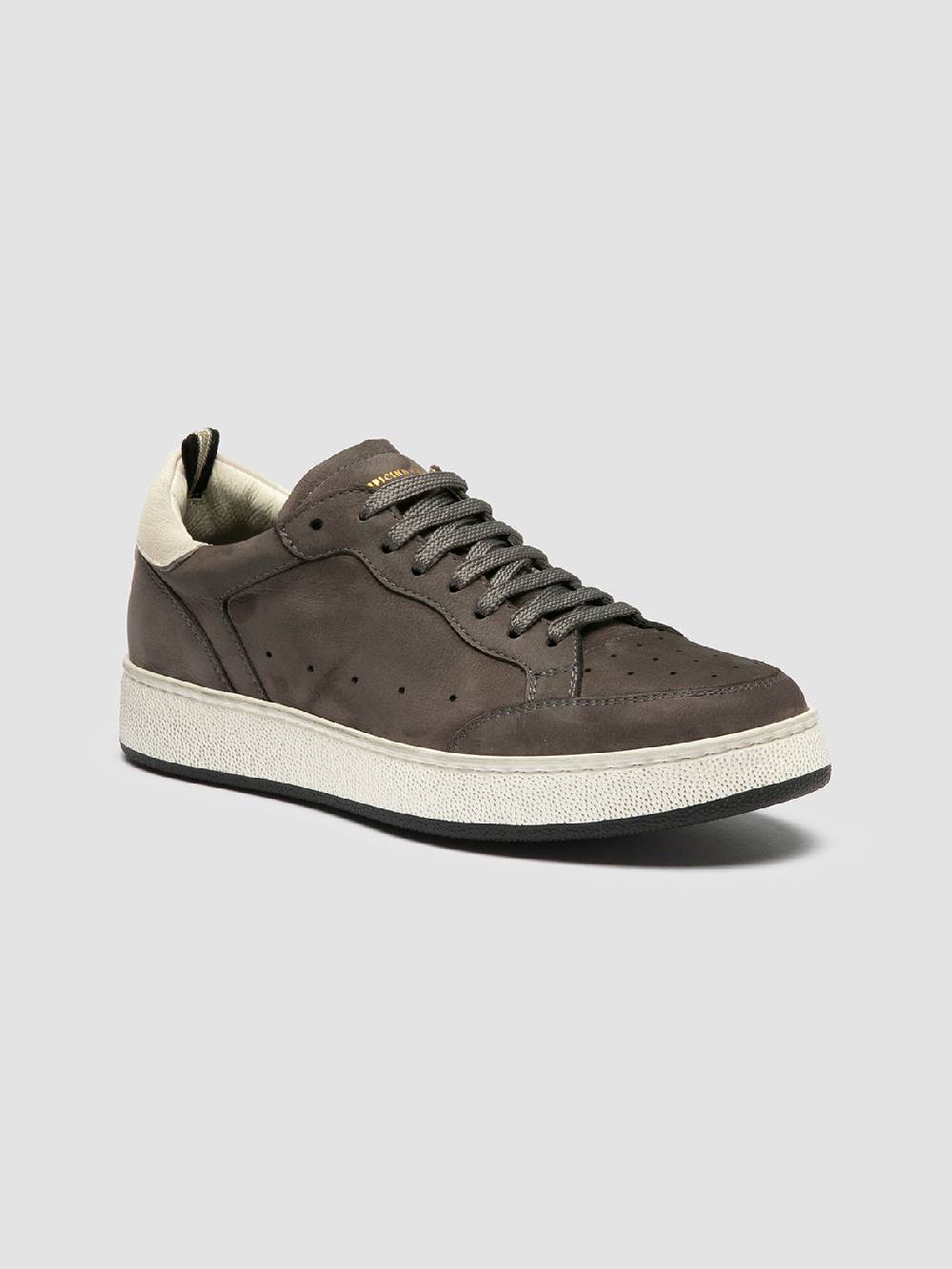 Officine Creative THE ANSWER 102 Sneaker Basse in Nabuk Grigio Saldi Di Fabbrica