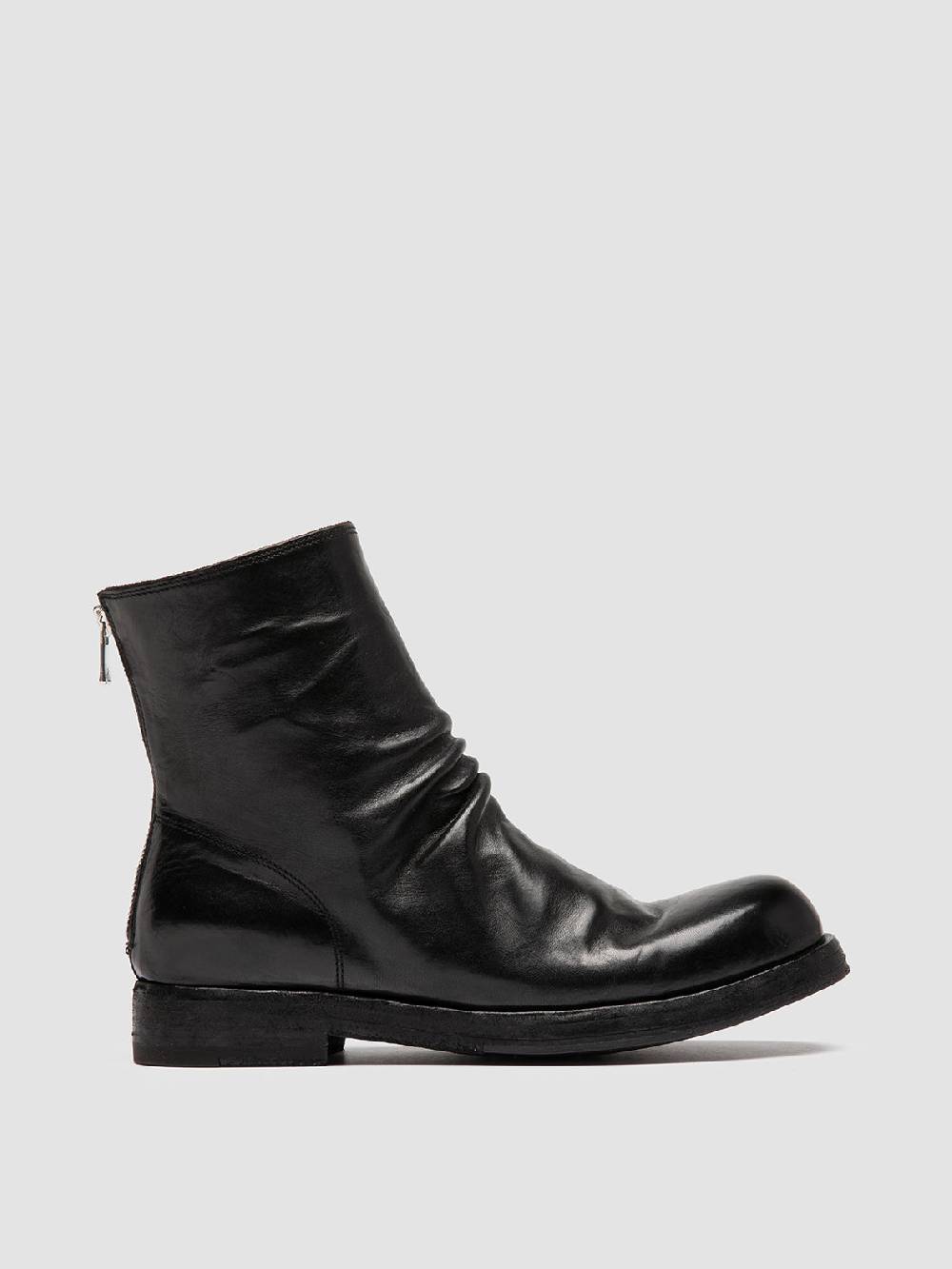 Officine Creative BULLA DD 303 Stivali con Zip in Pelle Nera Nuova