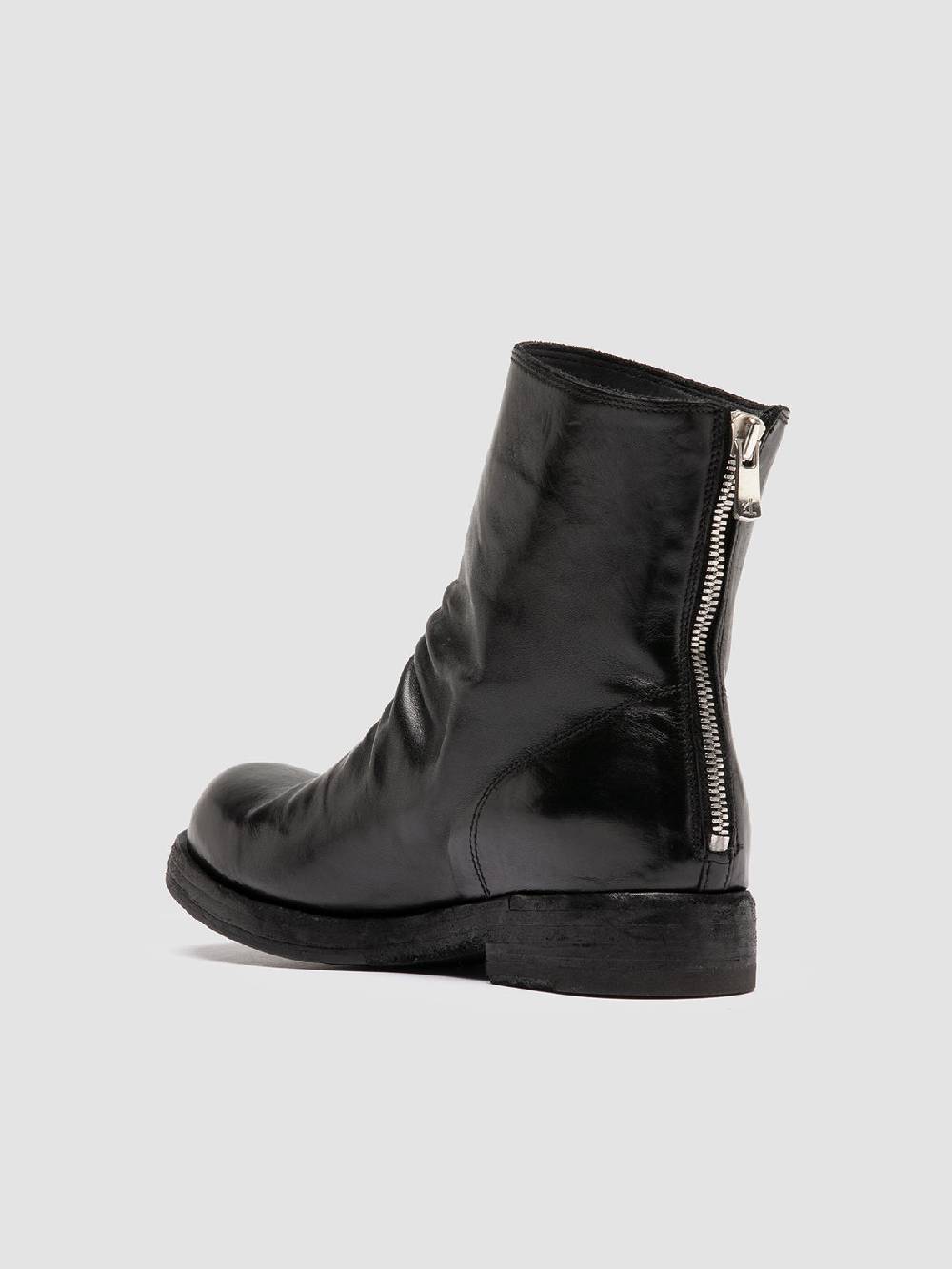 Officine Creative BULLA DD 303 Stivali con Zip in Pelle Nera Nuova