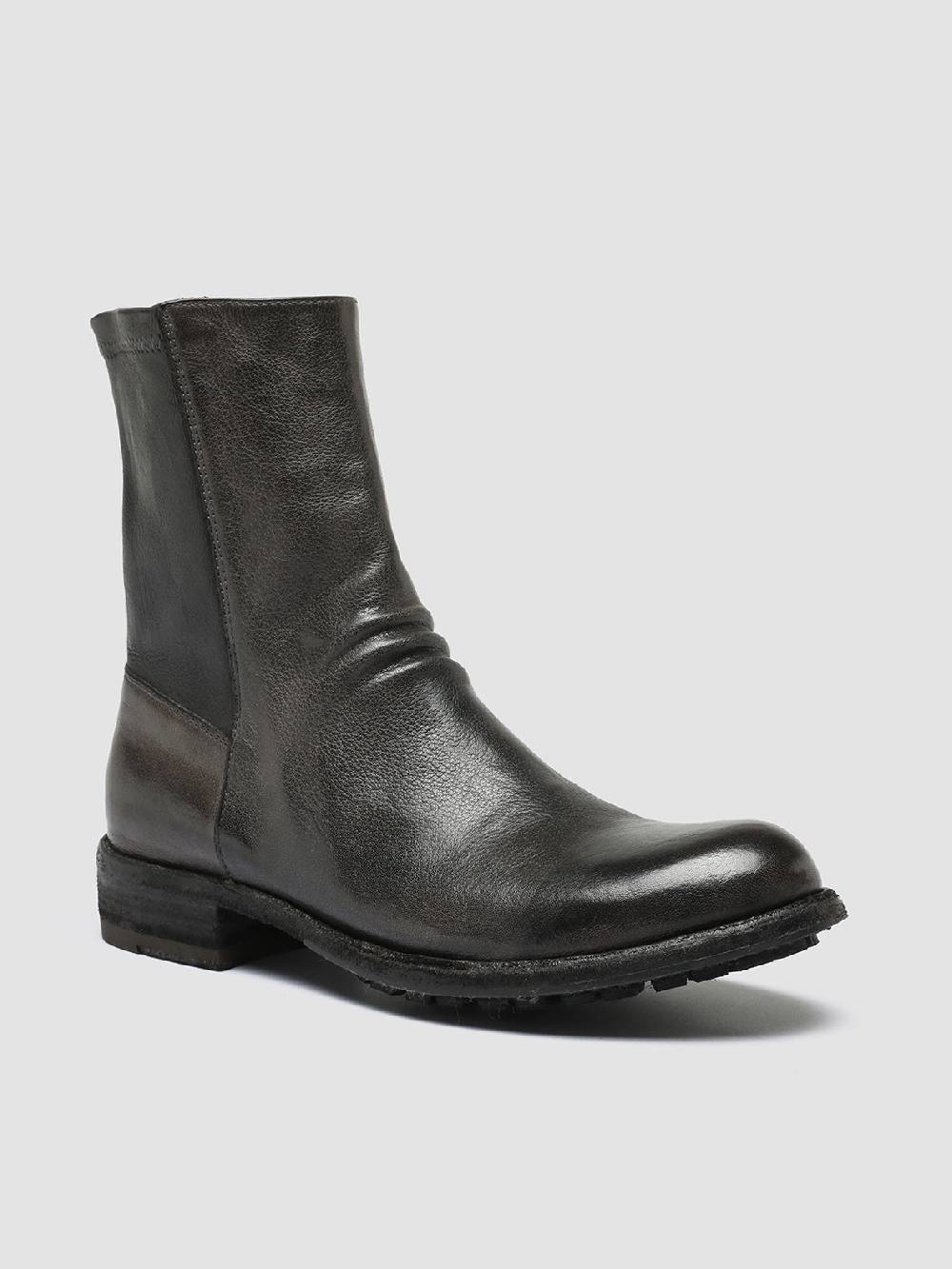 Officine Creative LEGRAND 203 Stivali Zip in Pelle Grigia Offerta San Valentino