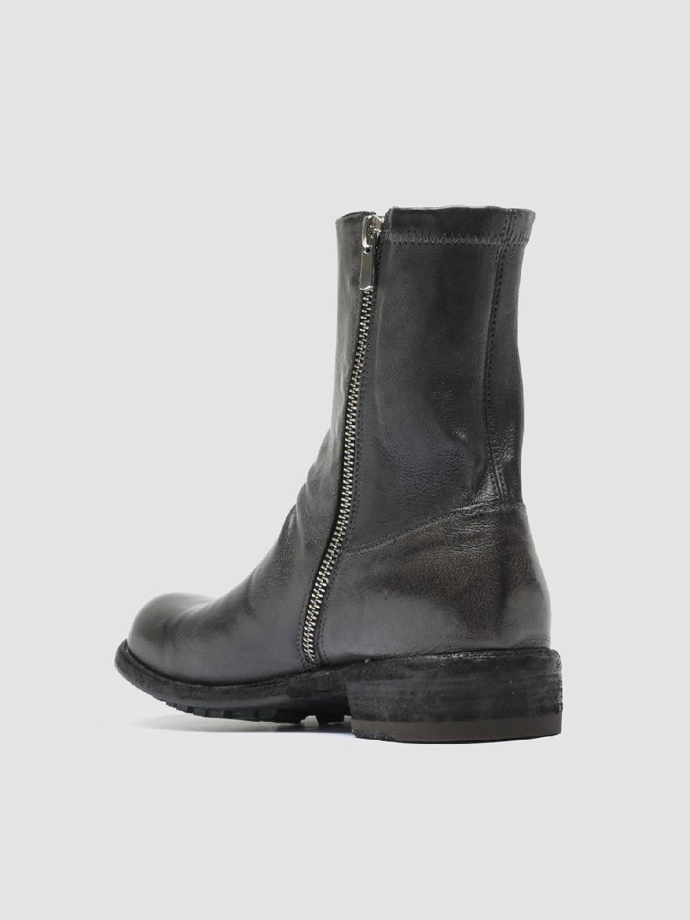Officine Creative LEGRAND 203 Stivali Zip in Pelle Grigia Offerta San Valentino