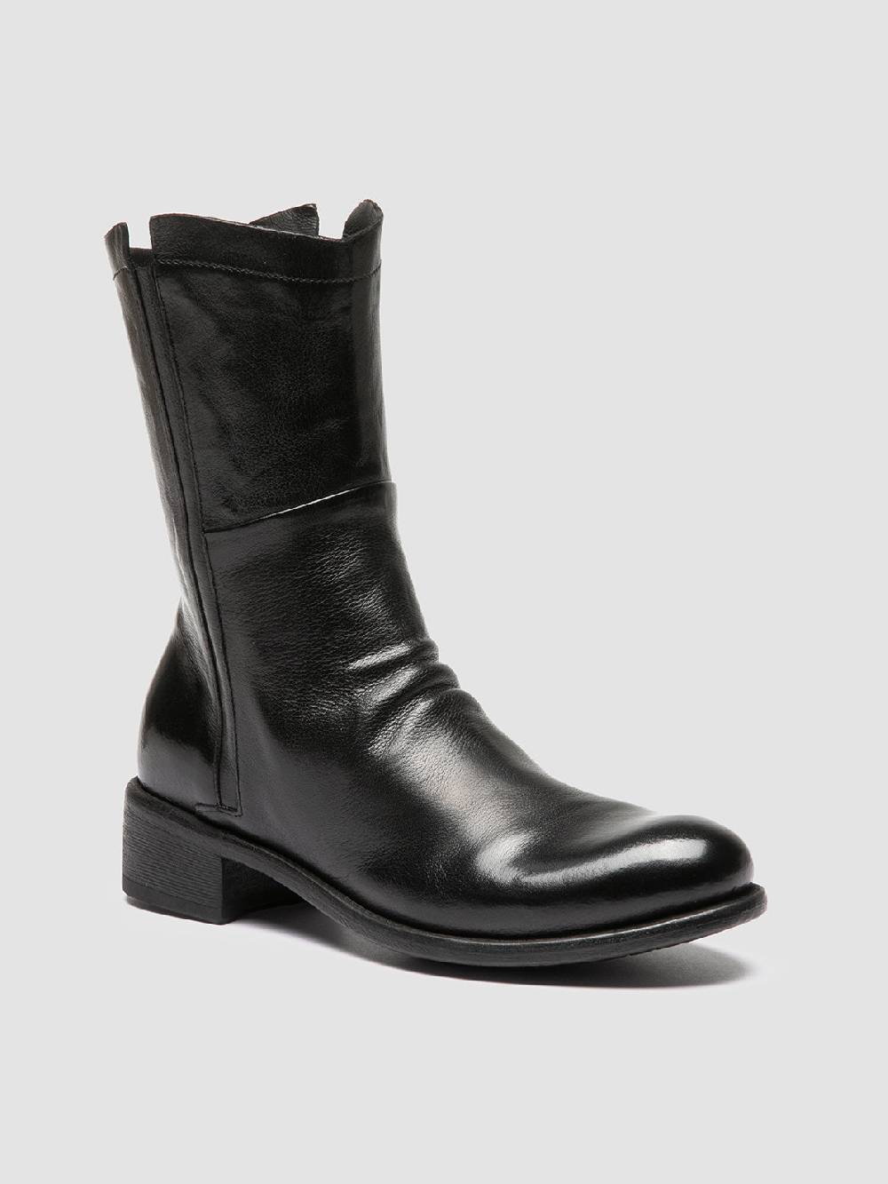 Officine Creative LIS 002 Stivali con Zip in Pelle Nera Latest fashion