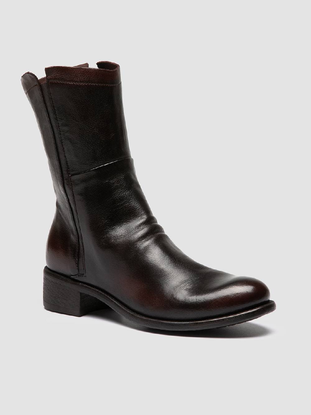 Officine Creative LIS 002 Stivali con Zip in Pelle Marrone Online Outlet