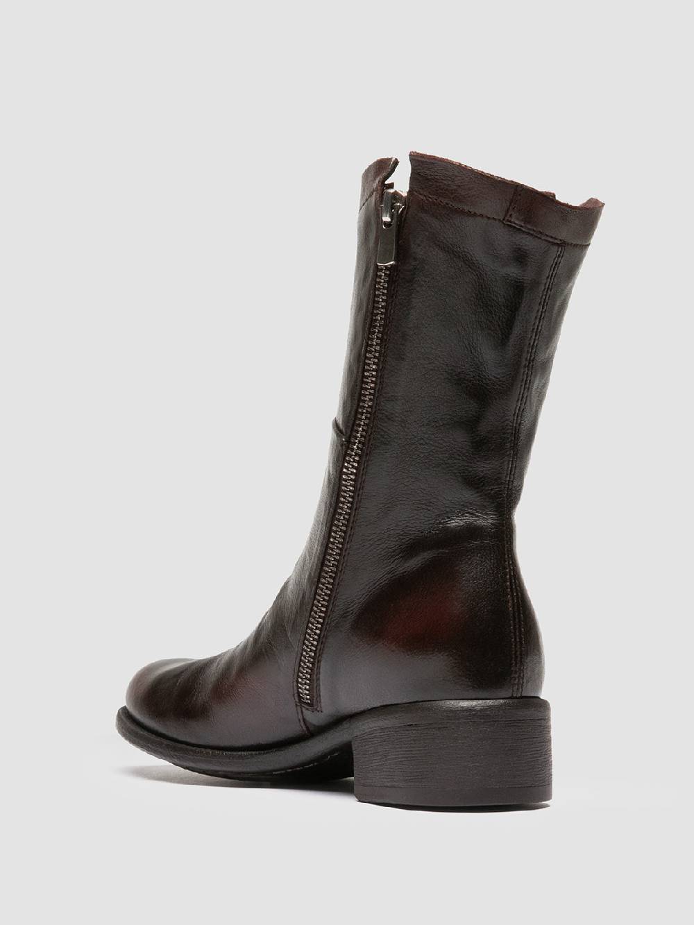 Officine Creative LIS 002 Stivali con Zip in Pelle Marrone Online Outlet