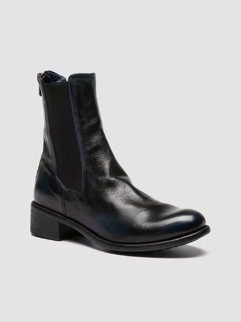 Officine Creative LIS 003 Stivaletti Chelsea in Pelle Blu Offerta temporanea