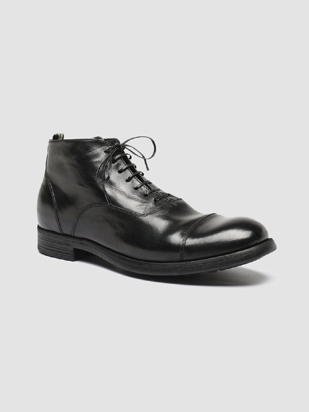 Officine Creative CHRONICLE 057 Stivali Stringati in Pelle Nera Offerte stagionali