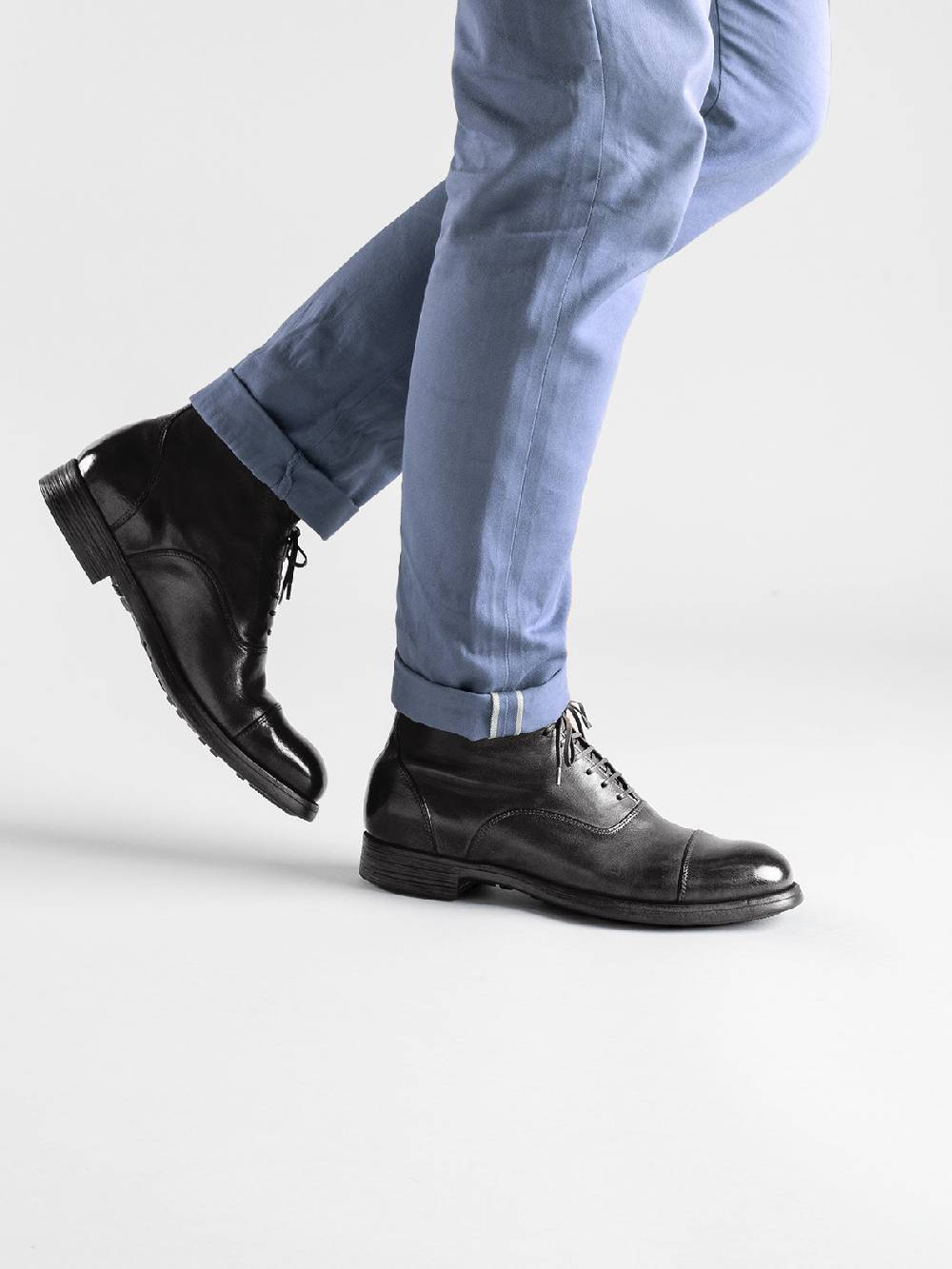 Officine Creative CHRONICLE 057 Stivali Stringati in Pelle Marrone Liquidazione