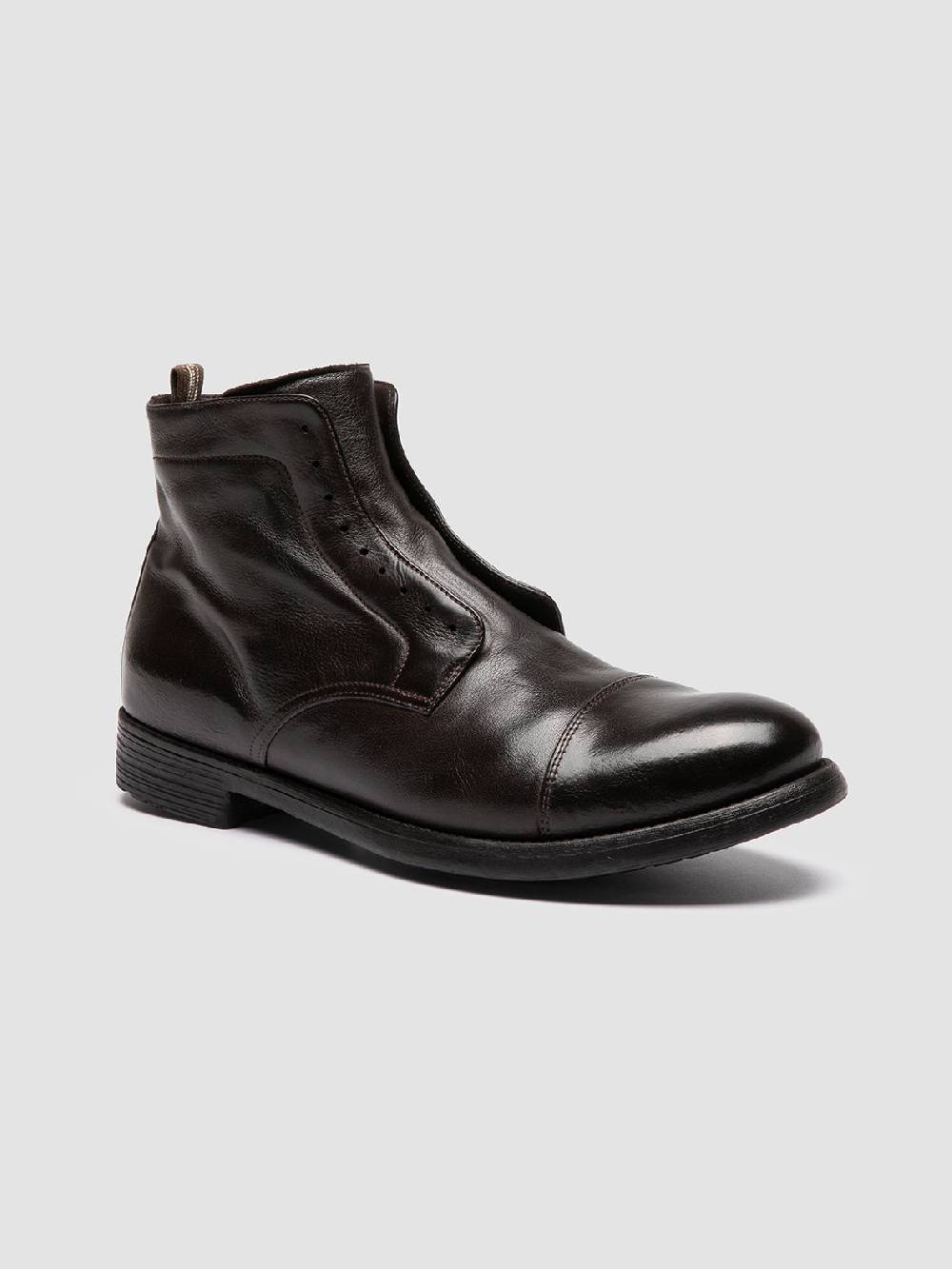Officine Creative HIVE 005 Stivali con Zip in Pelle Marrone Fino al 60% di sconto