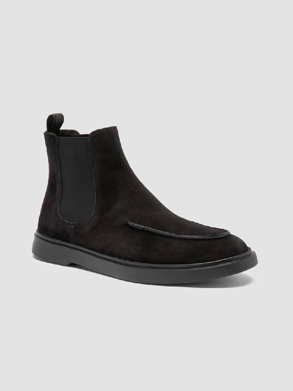 Officine Creative BONES 011 Stivaletti Chelsea in Pelle Scamosciata Nera Fino al 55% di sconto