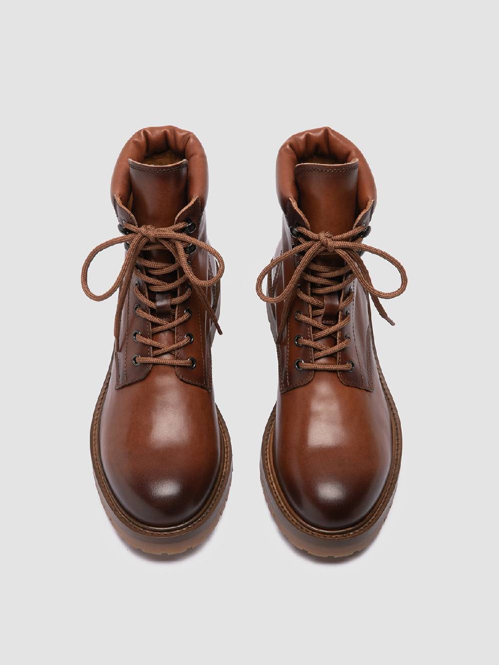Officine Creative BOSS 002 Stivali Stringati in Pelle Marrone Discount Store per i nuovi prodotti