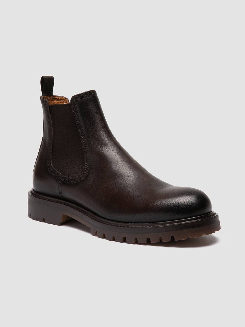 Officine Creative BOSS 004 Stivaletti Chelsea in Pelle Marrone Enormi sconti