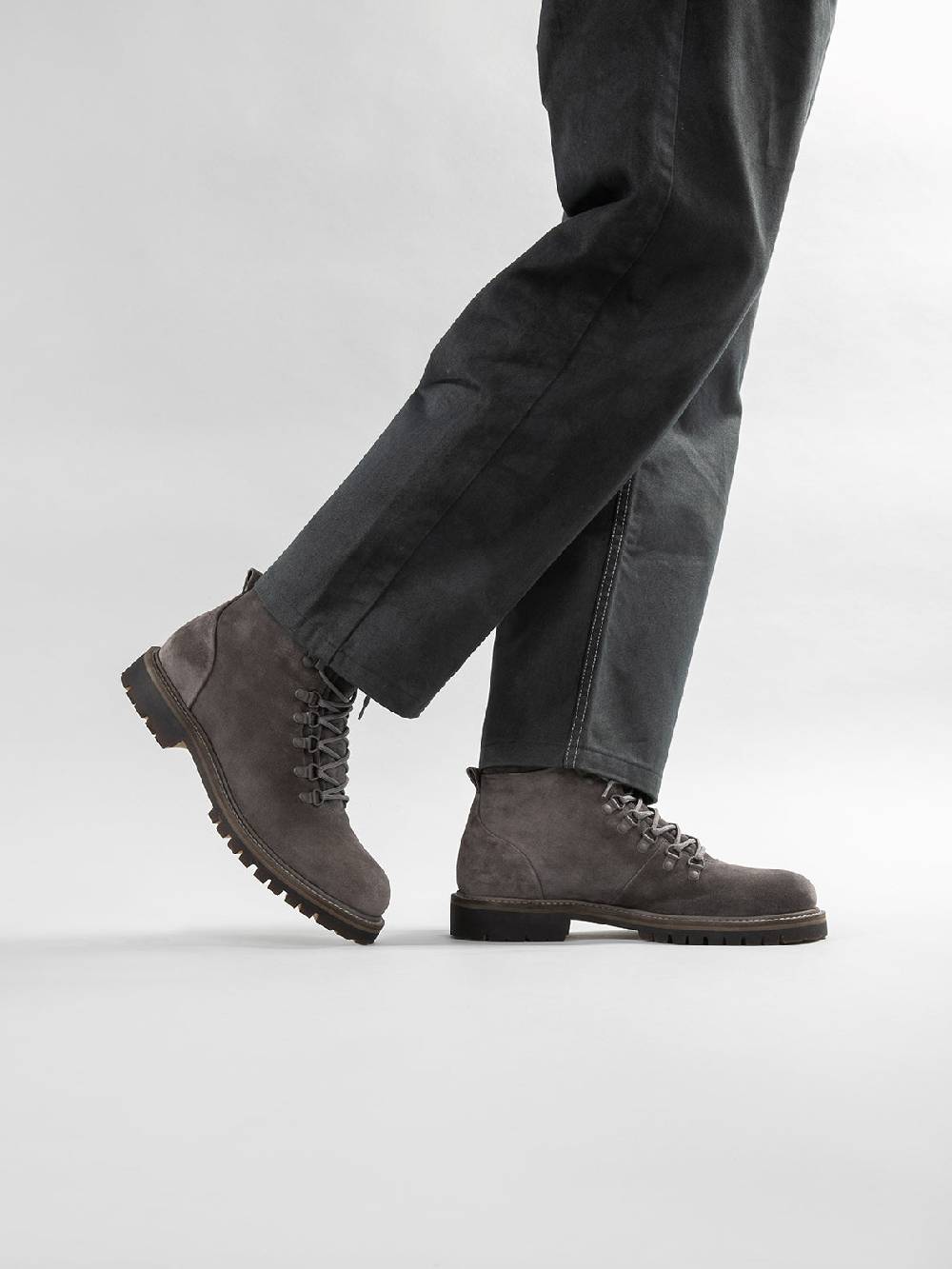 Officine Creative BOSS 006 Stivali Stringati in Camoscio Grigio Trasporto libero internazionale