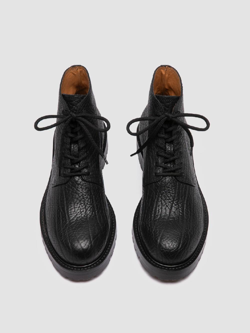 Officine Creative BOSS 011 Stivali Stringati in Pelle Nera Officina