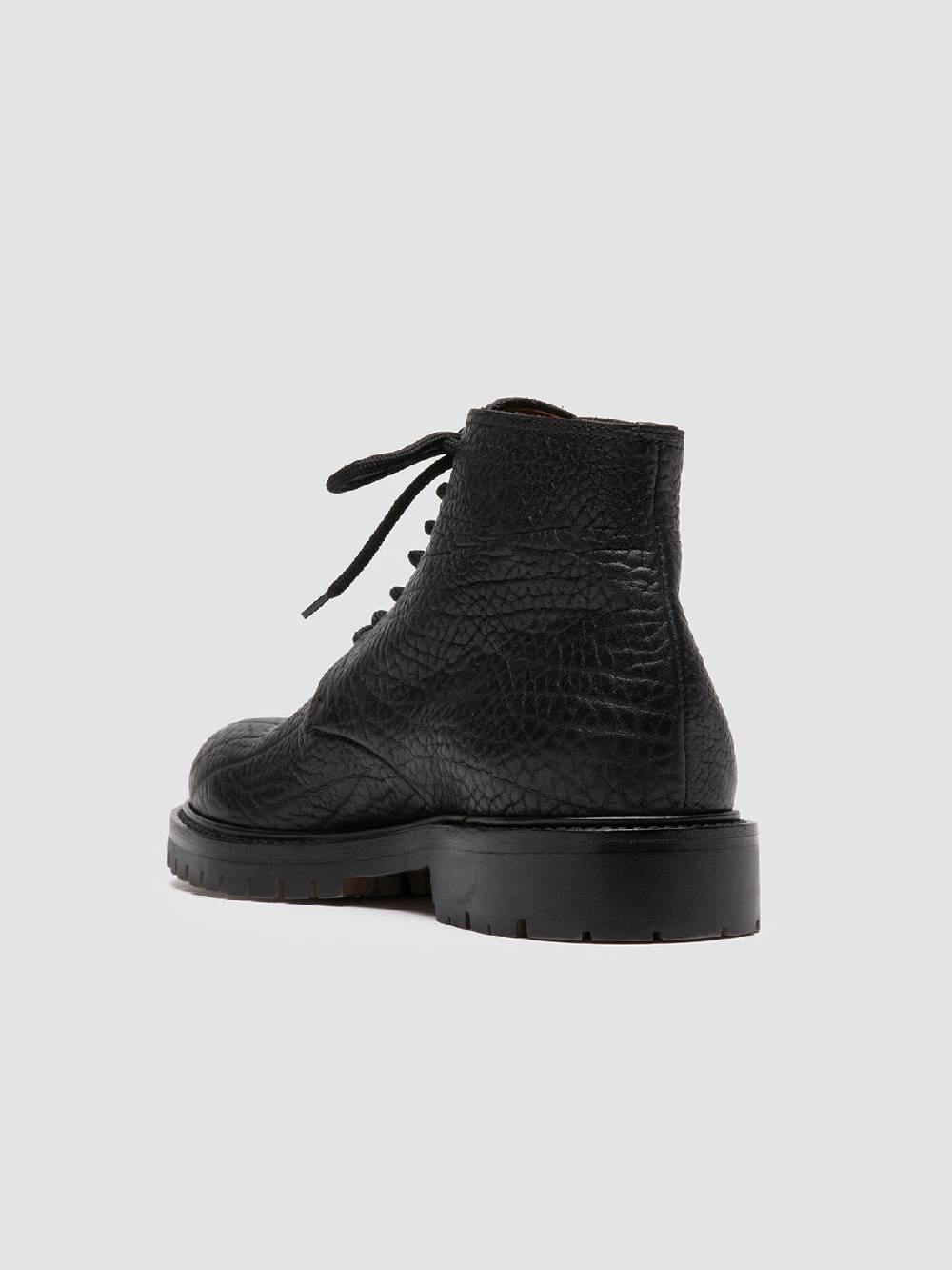 Officine Creative BOSS 011 Stivali Stringati in Pelle Nera Officina
