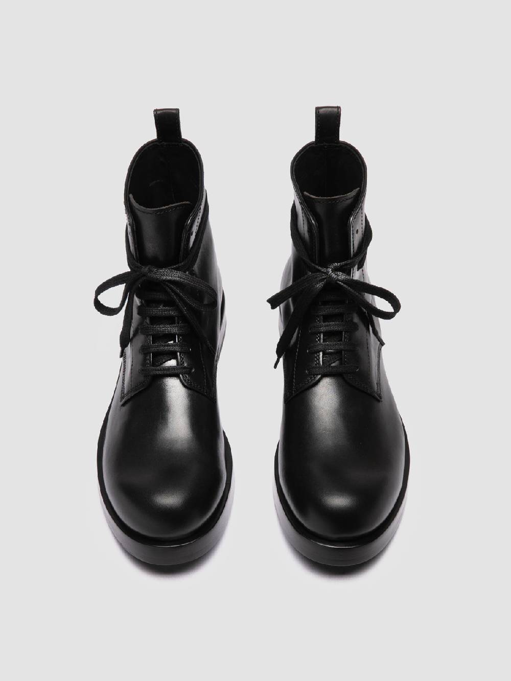 Officine Creative BULLA 002 Stivali Stringati in Pelle Nera Black Friday Prezzi