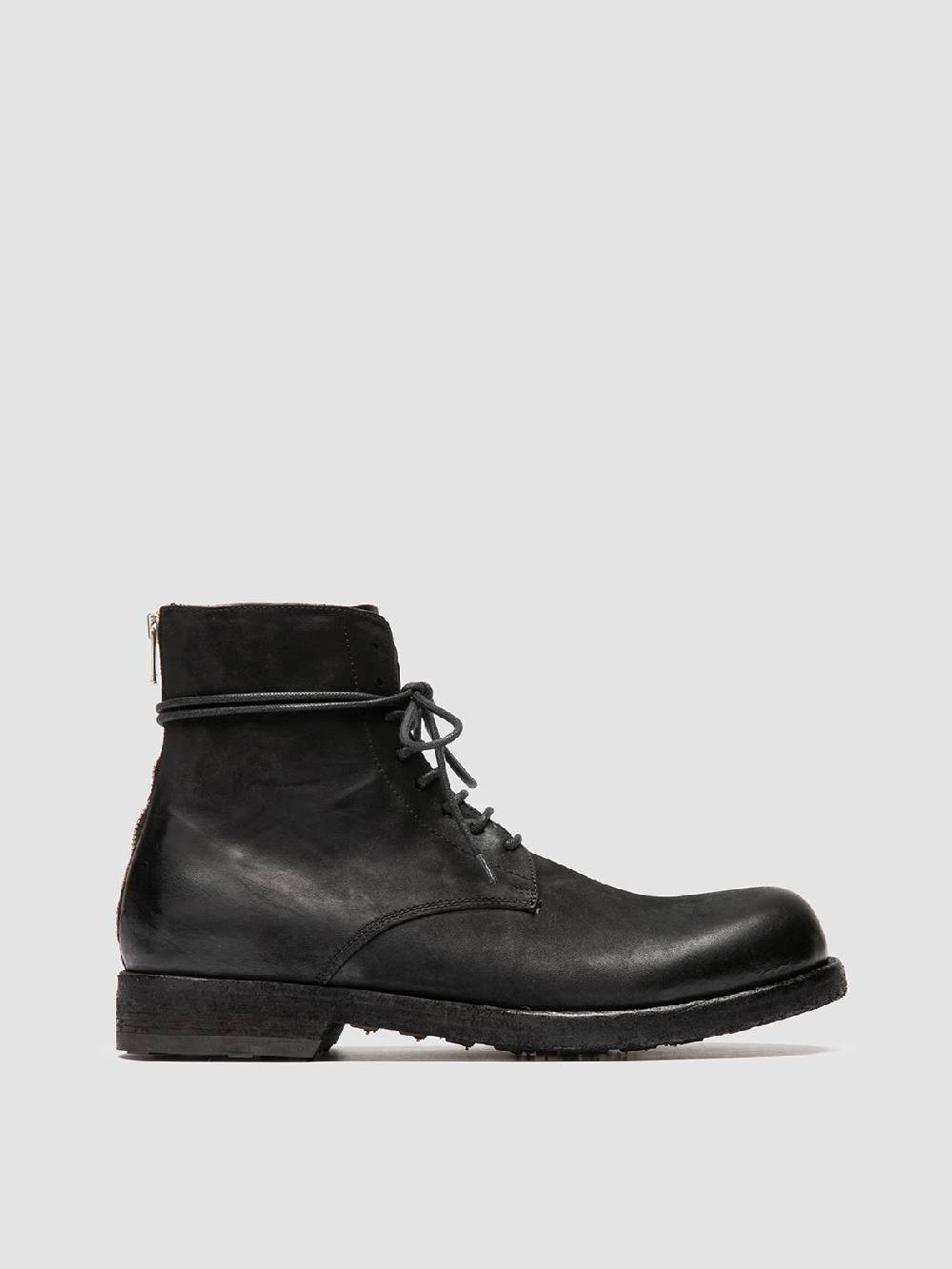 Officine Creative BULLA DD 102 Stivali Stringati in Pelle Nera In vendita
