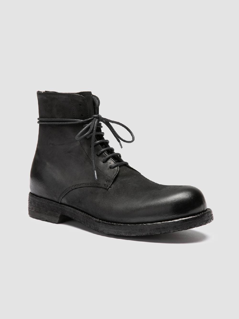 Officine Creative BULLA DD 102 Stivali Stringati in Pelle Nera In vendita