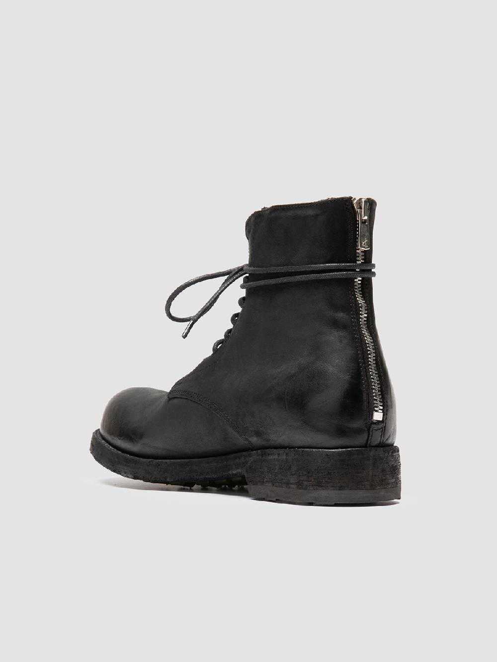 Officine Creative BULLA DD 102 Stivali Stringati in Pelle Nera In vendita